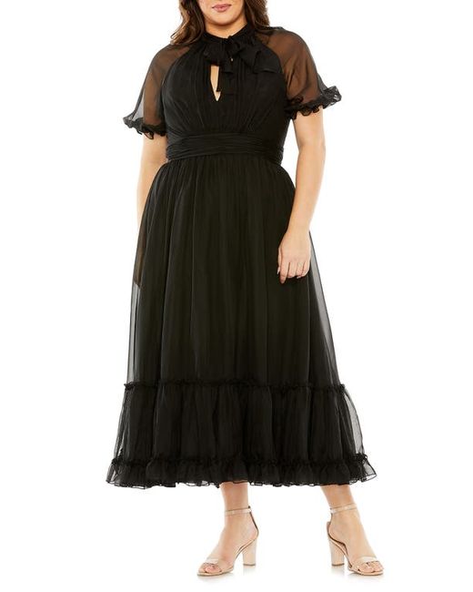 Fabulouss By Mac Duggal Sheer Puff Sleeve Cocktail Dress in at