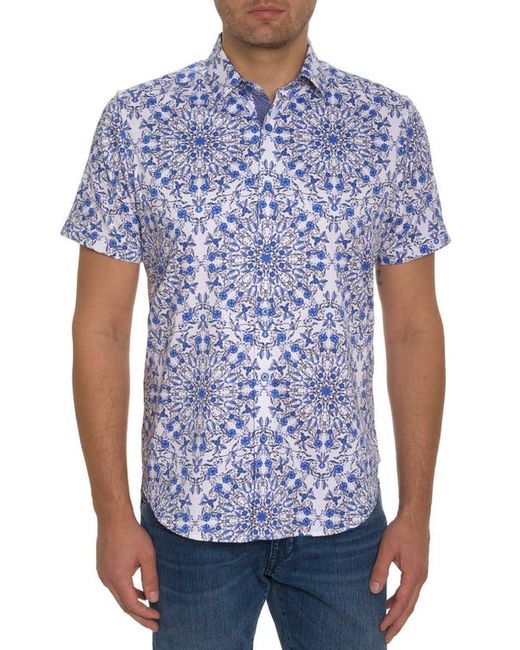 Robert Graham Andaz Floral Short Sleeve Stretch Cotton Button-Up Shirt in at