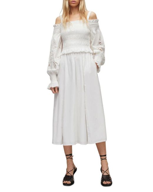 AllSaints Launa Broderie Long Sleeve Cotton Dress in at