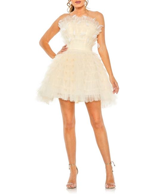 Mac Duggal Feather Tulle Strapless Minidress in at