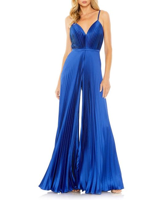 Ieena for Mac Duggal Pleated Satin Wide Leg Jumpsuit in at