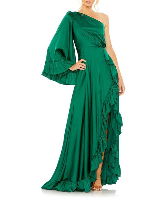 Ieena for Mac Duggal One-Shoulder Satin A-Line Gown in at