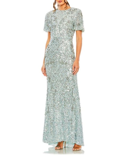 Mac Duggal Sequin Flutter Sleeve Gown in at