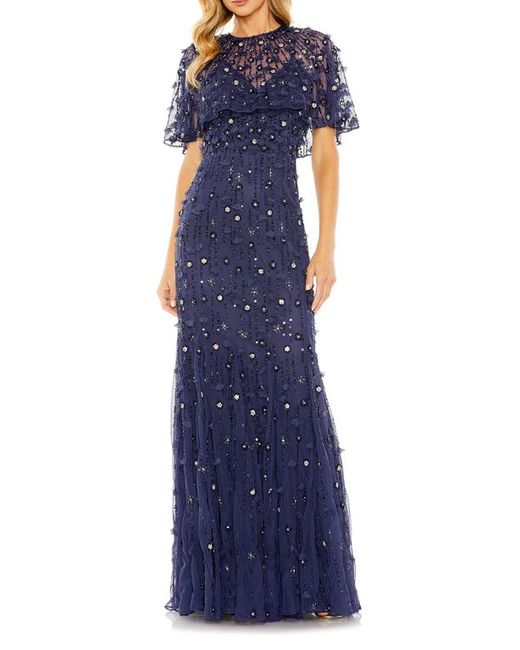 Mac Duggal Beaded Appliqué Tulle Capelet Gown in at