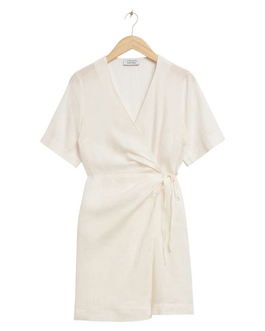 Other Stories Solid Linen Wrap Dress in at