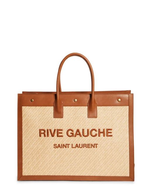 Saint Laurent Large Rive Gauche Logo Canvas Tote in at