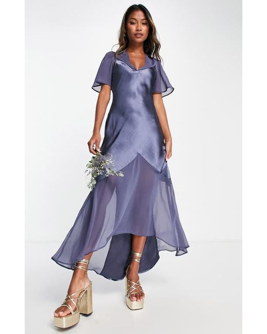 TopShop Flutter Sleeve Chiffon Satin Cocktail Dress in at