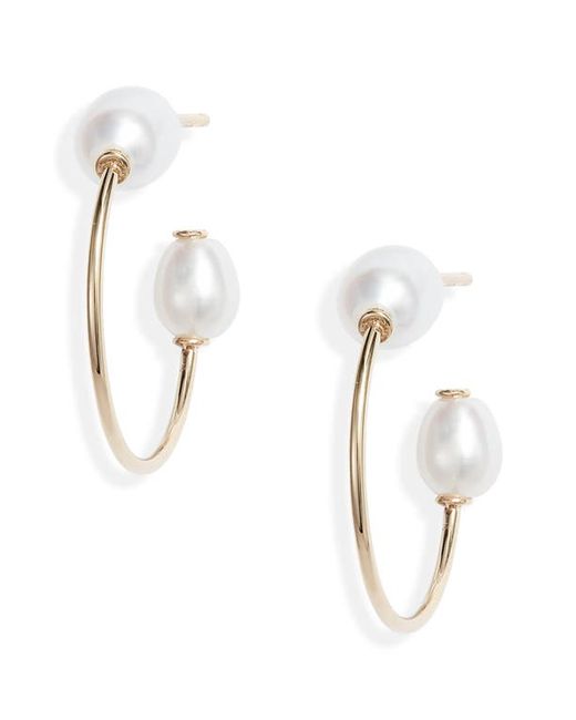 Poppy Finch Cultured Pearl Oval Hoop Earrings in at