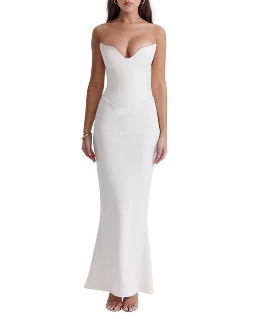 House Of Cb Strapless Stretch Satin Gown in at