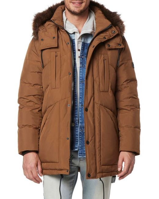 Andrew Marc Tremont Water Resistant Down Quilted Parka with Faux Fur Trim in at