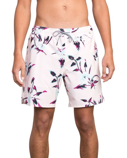 Rvca Middle Elastic Swim Trunks Size Pink