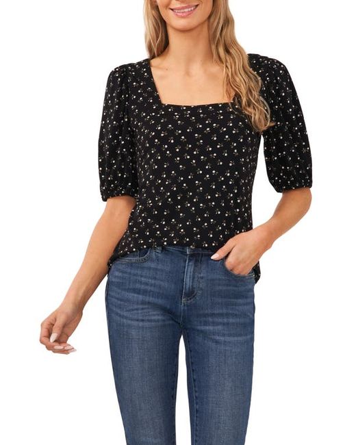 Cece Floral Square Neck Puff Sleeve Top in at X-Small