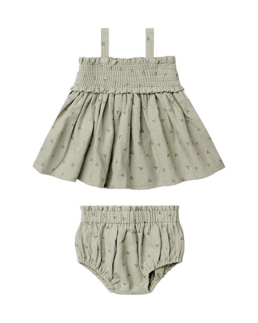 Quincy Mae Mae Dot Print Organic Cotton Gauze Smocked Top Bloomers in at 0-3M