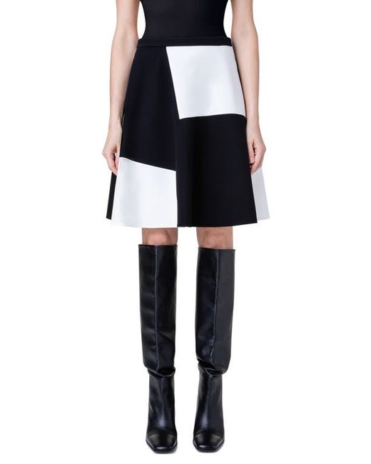 Akris Punto Kaleidoscope Colorblock Jersey A-Line Skirt in at