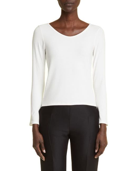 The Row Raya Long Sleeve Scoop Neck Jersey Top in at X-Small