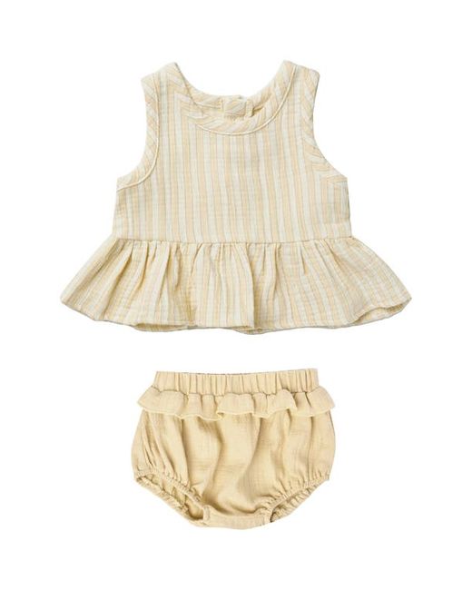 Quincy Mae Stripe Organic Cotton Gauze Peplum Top Bloomers in at 0-3M