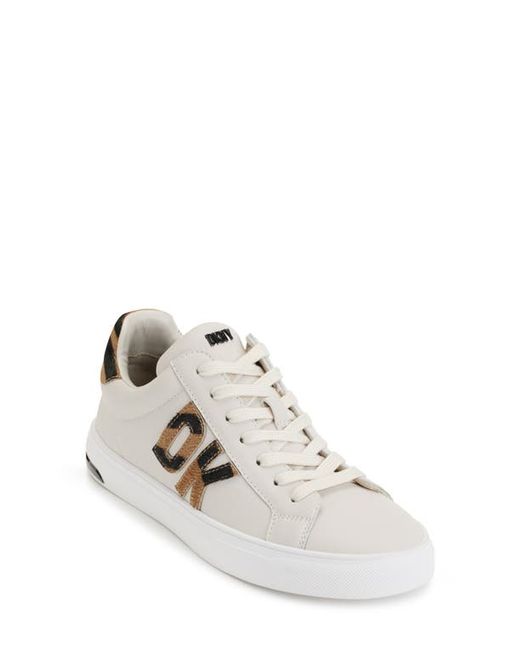 Dkny Abeni Leather Genuine Calf Hair Sneaker in Pebble at 5