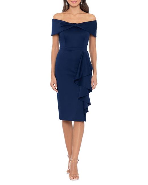 Xscape Bow Off the Shoulder Scuba Knit Cocktail Dress in at