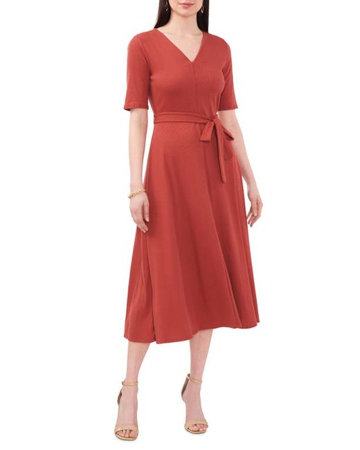 Chaus V-Neck Belted Midi Dress in at Small