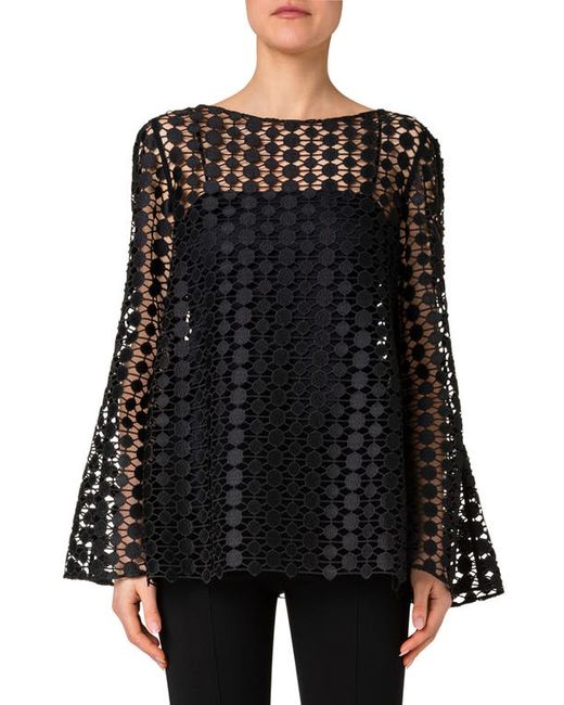 Akris Punto Dot Guipure Lace Blouse in at 2