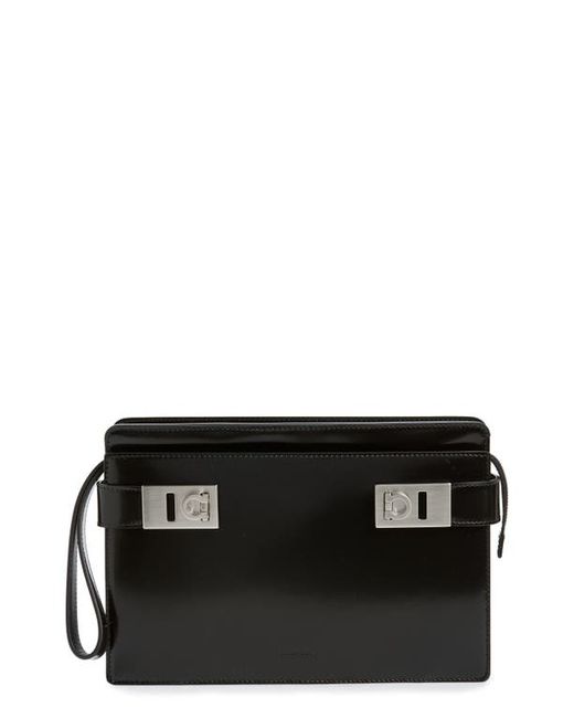 Ferragamo Twins Leather Zip Pouch in at