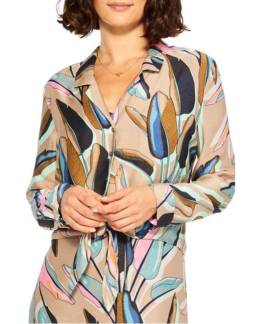 Nic+Zoe Banana Leaves Button-Up Blouse in at X-Small