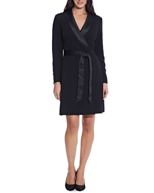 Adrianna Papell Tux Long Sleeve Crepe Faux Wrap Dress in at