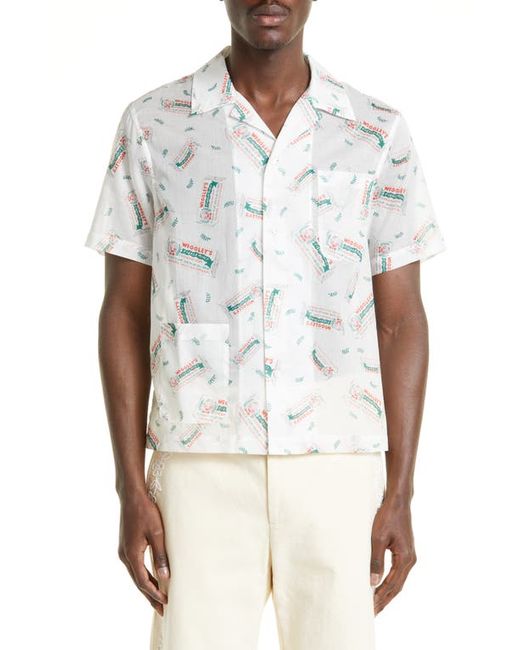 Bode Wiggley Short Sleeve Button-Up Camp Shirt in at Small