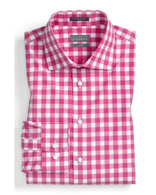 Calibrate Trim Fit Non-Iron Gingham Dress Shirt in at 15.5 34