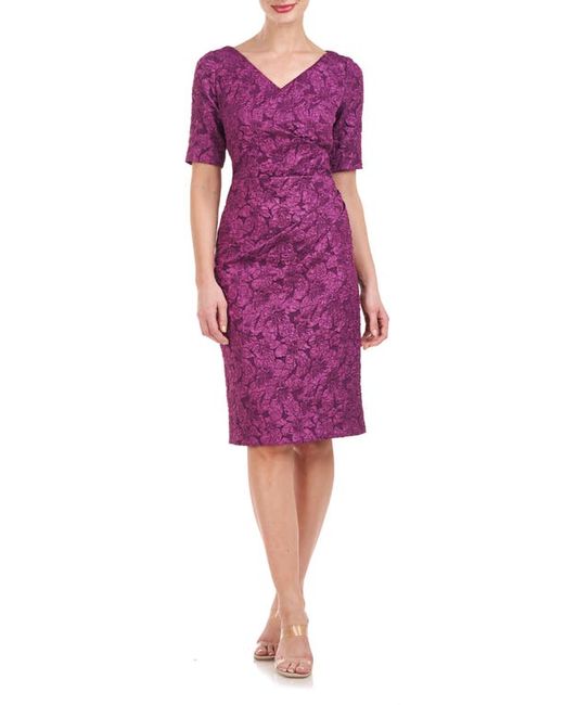 JS Collections Gianna Jacquard Sheath Dress in at 4