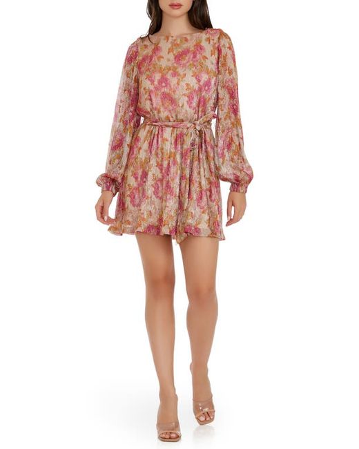 Dress the population Kirsi Metallic Floral Long Sleeve Minidress in at Medium