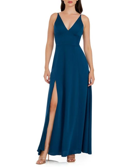 Dress the population Iris Slit Crepe Gown in at X-Small