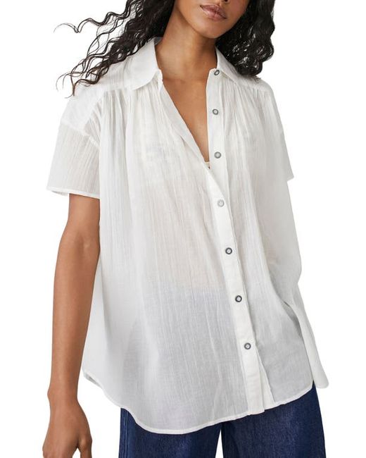 Free People Float Away Button-Up Shirt in at X-Small