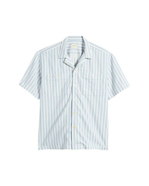 Foret Sway Stripe Organic Cotton Button-Up Camp Shirt in at Medium
