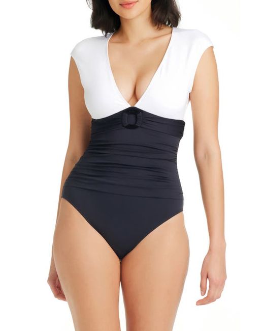 Rod Beattie Graphic Measures Cap Sleeve One-Piece Swimsuit in at 4