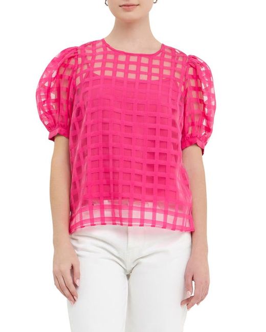 English Factory Windowpane Sheer Top in at X-Small