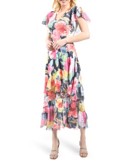 Komarov Flutter Sleeve Charmeuse Chiffon Cocktail Dress in at Small
