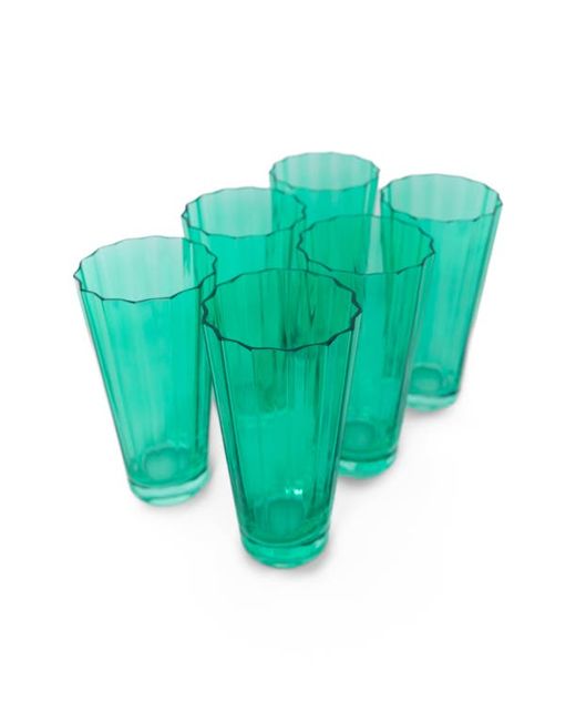 Estelle Colored Glass Sunday Set of 6 Highball Glasses in at