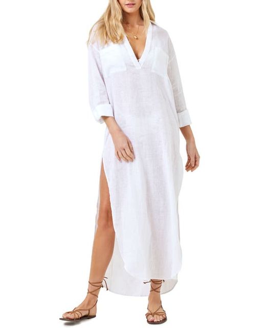 L*Space Capistrano Long Sleeve Linen Cover-Up Tunic Dress in at X-Small