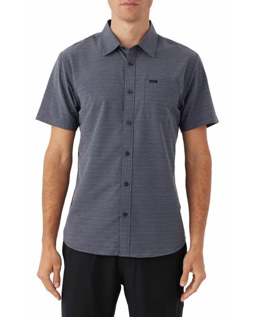 O'Neill TRVLR Traverse Stripe UPF 50 Button-Up Shirt in Black/Grey at Small