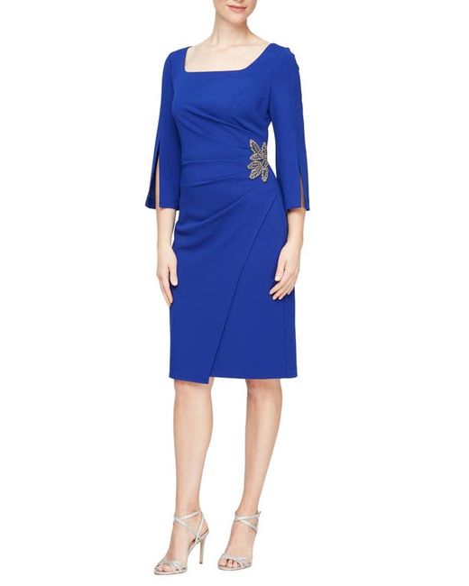 Alex Evenings Ruched Embellished Sheath Dress in at 4