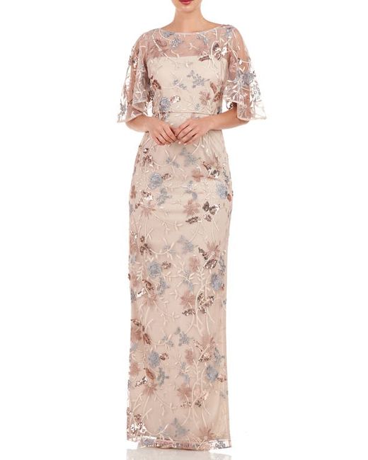 JS Collections Daphne Embroidered Sequin Column Gown in Mauve at 2