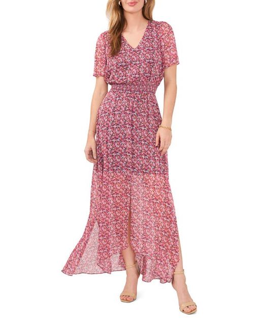 Chaus Floral Smocked Waist Flutter Sleeve Maxi Dress in at Small