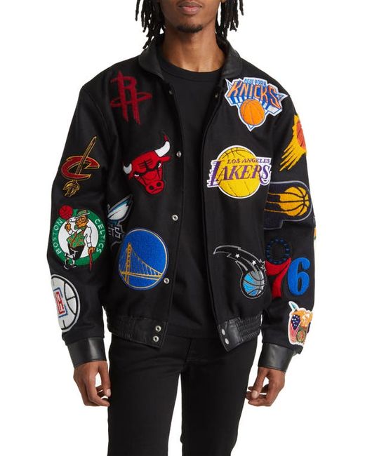 Jeff Hamilton NBA Collage Wool Blend Jacket in at Small
