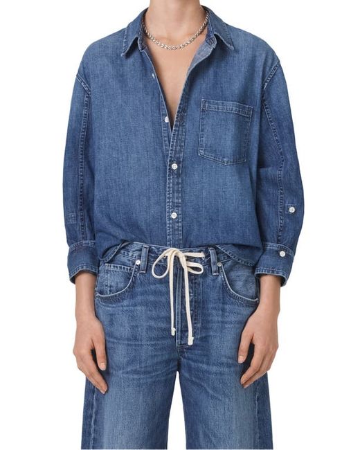 Citizens of Humanity Kayla Shrunken Denim Button-Up Shirt in at X-Small