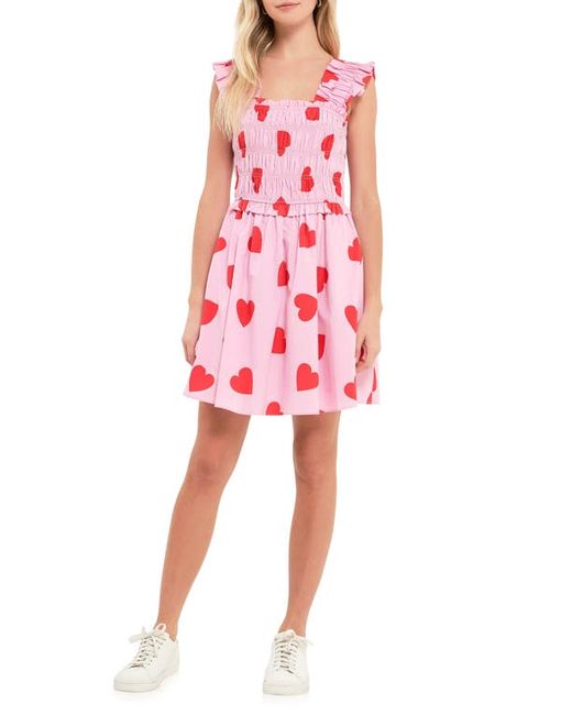 English Factory Heart Shape Smocked A-Line Dress in at X-Small