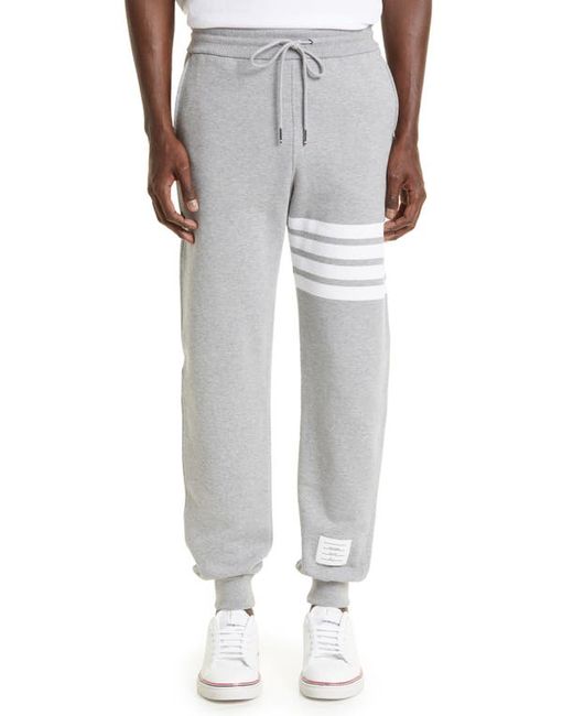 Thom Browne Stripe Jogger Pants in Heather Grey White at