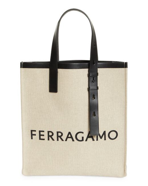Ferragamo Logo Canvas Tote Bag with Removable Pouch in at