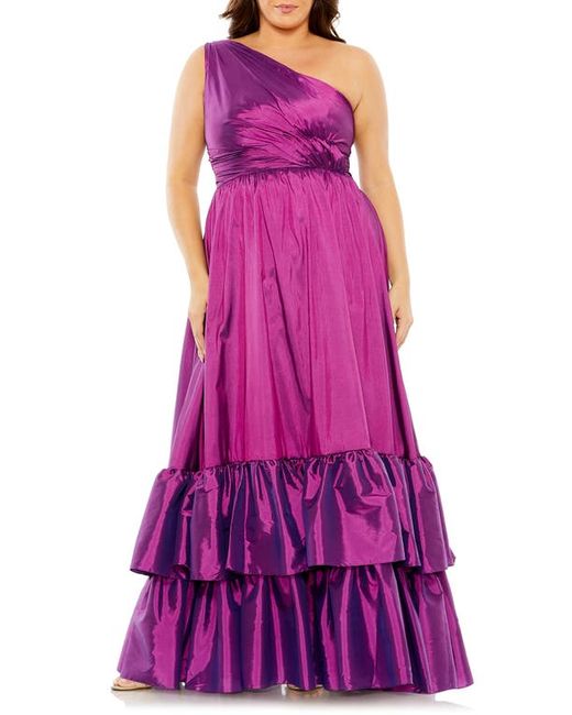 Fabulouss By Mac Duggal Metallic One-Shoulder Gown in at 14W