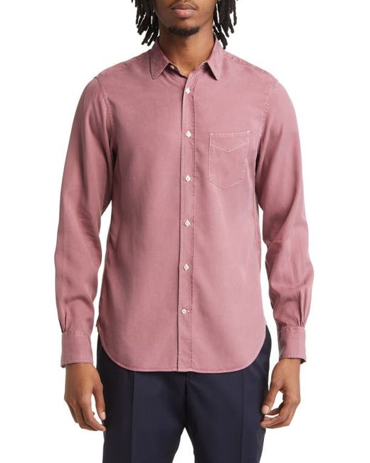 Officine Generale Garment Dyed Lyocell Button-Up Shirt in at Medium